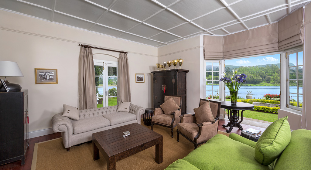 Lake-facing living spaces at Hill Rise Luxury Villa & Stables